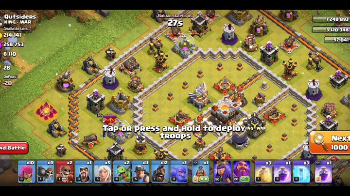 Clash of Clans - Queen Charge TH11 attack vs TH11 HybridBase
