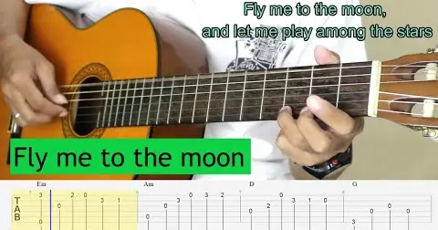 Fly Me To The Moon Easy Fingerstyle Guitar Tutorial Tab Chord Lyric Bilibili