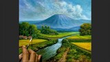 CARA MUDAH MENGGAMBAR - MELUKIS PEMANDANGAN SAWAH / How To Draw A Rice Field Landscape By DANDAN SA
