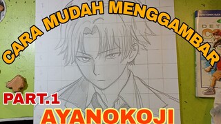 cara mudah menggambar anime, karakter AYANO KOJI PART.1 SKETSA