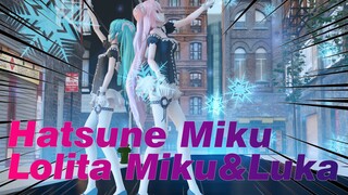 Hatsune Miku|[MMD]Lolita Miku&Luka-Dancing in the street（loops and loops）