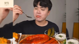 Mukbang mì tương đen và xúc xích #anngon