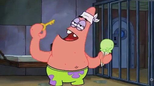 Patrick Star: Các bạn, chúng ta hãy làm một ít kem. Để xem tôi có làm được không. Ollie đã làm được 