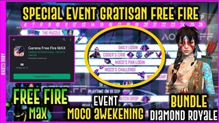 BOCORAN FF !! SPECIAL EVENT GRATISAN MOCO AWEKENING & DIAMOND ROYALE DAN PRAREGISTRASI FF MAX