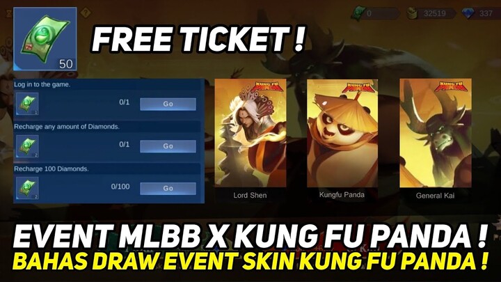 BAHAS EVENT MLBB X KUNG FU PANDA TERBARU❗Cara mendapatkan skin kungfu Panda Gratis Dan Tiket Gratis