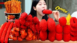 ASMR MUKBANG| 직접 만든 치토스 양념치킨 치즈스틱 핫도그 치즈볼 먹방 & 레시피 CHEETOS CHICKEN AND BLACK BEAN NOODLES EATING