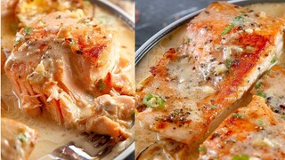 Creamy Salmon recipe ( Coconut Garlic Lemon sauce)