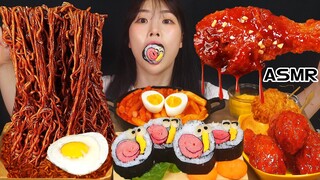 ASMR MUKBANG| 직접 만든 떡볶이 양념치킨 김밥 먹방 & 레시피 FRIED CHICKEN AND Tteokbokki EATING