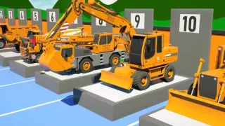 Puzzle animation engineering vehicle excavator toy animation forklift crane cartoon