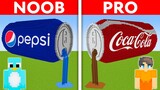 NOOB vs PRO: PEPSI VS COCA COLA HOUSE BUILD CHALLENGE in Minecraft