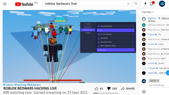 I found a streamer HACKING on Roblox Bedwars LIVE..
