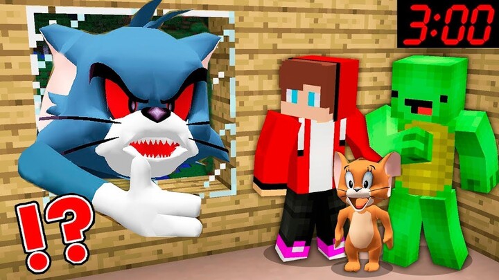 JJ and Mikey HIDE From Scary TOM and JERRY EXE in Minecraft Challenge Maizen Security House