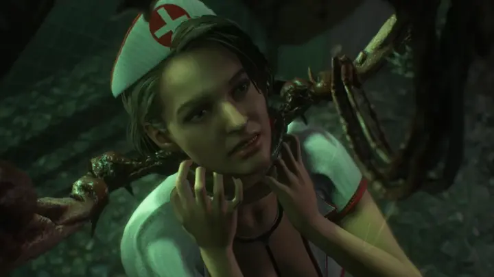 Resident Evil 3 Nurse Jill was hugged by a bug
