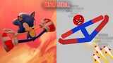 Sonic vs Stickman | Stickman Dismounting Funny Moments | Best Falls #5