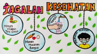 Cara menggambar poster kesehatan || Menggambar tema kesehatan