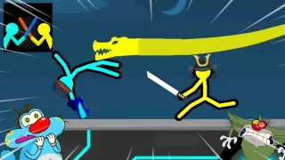Oggy And Jack playing Supreme Duelist Stickman Fight Game 😱 Oggy Game