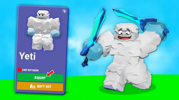 The Yeti Kit *ONE HITS* Beds! in ROBLOX Bedwars...