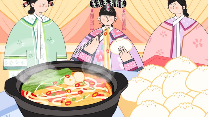 -Mukbang animasi Legenda Zhen Huan｜Mie beras dan roti besar An Lingrong~