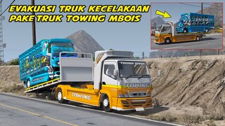 EVAKUASI TRUK LAKA PAKAI TRUK TOWING CANTER TERMBOIS SEDUNIA !!