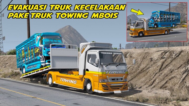 EVAKUASI TRUK LAKA PAKAI TRUK TOWING CANTER TERMBOIS SEDUNIA !!