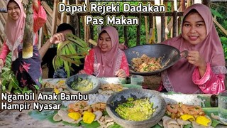 Nikmatnya Bikin Lupa Diri.. Tumis Anak Bambu Daun Melinjo, Asin Jambal, Pete Selong, Sambel Cikur