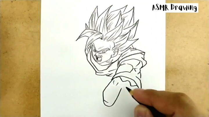 ASMR DRAWING son goku from manga dragon ball z and dragonball ...