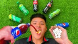 Coca Cola, Fanta, Rainbow candy ,Pepsi and mouth vs Mentos in Big Underground Hole| Different snacks