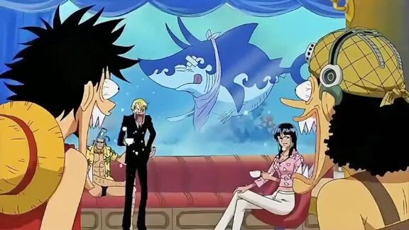 momen lucu Luffy masukin hiu ke aquarium