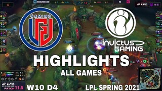 Highlight LGD vs IG All Game LPL Mùa Xuân 2021 LPL Spring 2021 LGD Gaming vs Invictus Gaming