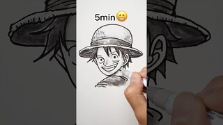 How to Draw LUFFY in 30Sec,1,3,5,10Min,1Hr #onepiece