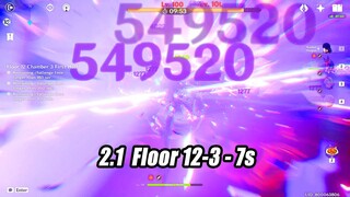 Raiden Shogun Ei 2.1 Abyss Floor 12-3 First Half 7s Clear - Xiao 2nd Half Gameplay