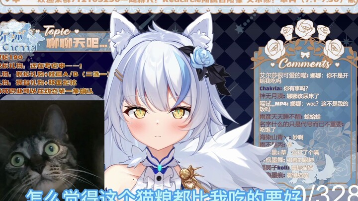 【艾尔莎】发现猫吃的都比自己好后，当场开吃猫粮的大白猫