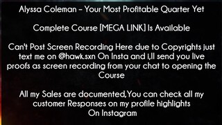 Alyssa Coleman Course Your Most Profitable Quarter  download