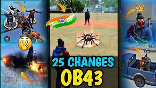 25 CHANGES OB43 UPDATE IN FREE FIRE | NEW UPDATE CHANGES IN ADVANCE SERVER | OB 43 CHANGES FREE FIRE