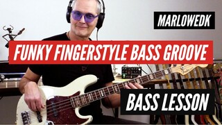 Funky fingerstyle bass groove in A7 - play-through and breakdown - how to play