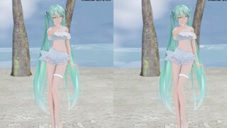 [Mắt song song 3D] Nhìn áo tắm Miku ở dạng 3D bằng mắt thường