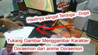 Tukang Gambar Menggambar Karakter Doraemon dari anime Doraemon