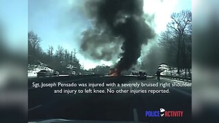 Truk yang Terbakar Menggulingkan Mobil Polisi dan Lalu Lintas