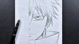 Anime sketch | how to draw Satoru Gojo half face - step-by-step