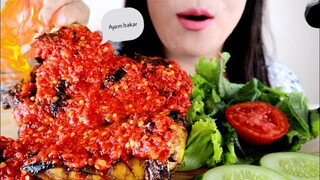 ASMR AYAM BAKAR UTUH PAKE  LALAPAN  PEDES NIKMATNYA BIKIN KERINGETAN | ASMR MUKBANG INDONESIA