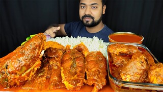 SPICY BIG FISH CURRY, BIG FISH HEAD, CHICKEN CURRY, RICE, GRAVY, SALAD MUKBANG ASMR EATING SHOW ||