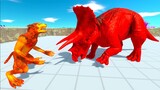 COLORED UNITS RUN INTO RED TRICERATOPS