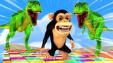Temple Run Funny Monkey Run Away From T-Rex in Mario Game Style | Giant T-Rex vs Funny Monkey Scene