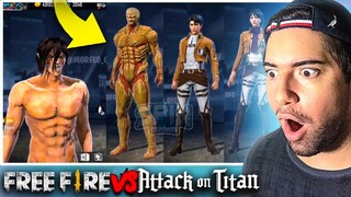 FREE FIRE x ATTACK ON TITAN ( Shingeki no Kyojin ) SKINS TITAN EREN / TITAN BLINDADO e MUITO MAIS!