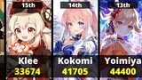 Most Pulled 5⭐Characters as of Version 2.7 (according to Genshin-Wishes)