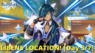 LIBENS LOCATION DAY 3! VERY EASY 30 PRIMOGEMS AND MORE! | Day 3/7| (Genshin Impact)