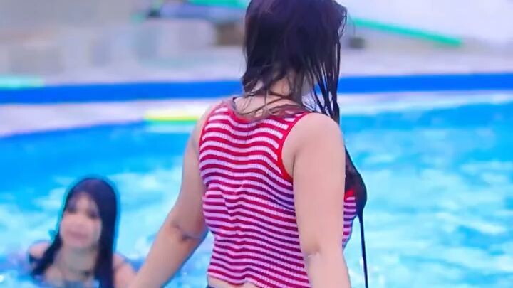 Tiktok girl in swimming pool