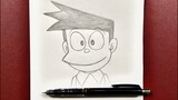 Easy cartoon drawing | how to draw suneo from doraemon step-by-step