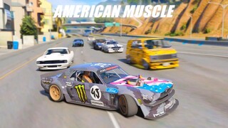 KONVOI MOBIL AMERICAN MUSCLE ! DRIFT HOONICORN KEN BLOCK !! GTA V ROLEPLAY