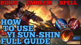 How to use Yi Sun shin guide & best build mobile legends ml 2021 Yss